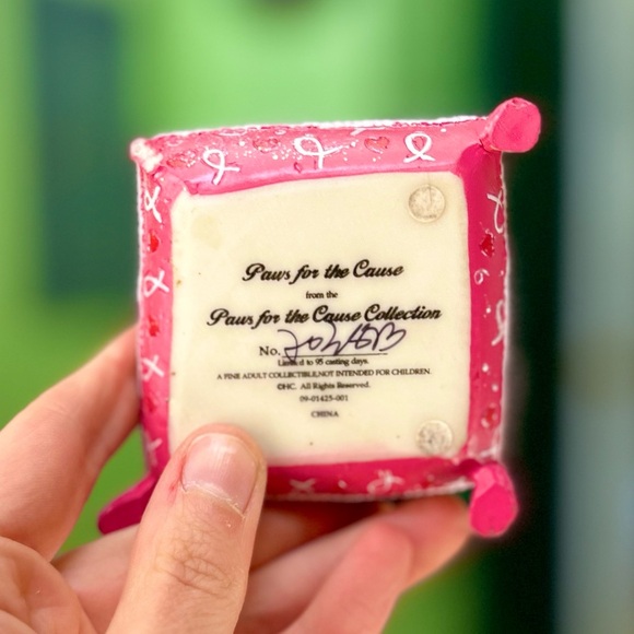 Vintage Paws For The Cause Yorkie Dog On Pink Pillow Elegant Dainty Home Art - Picture 7 of 9